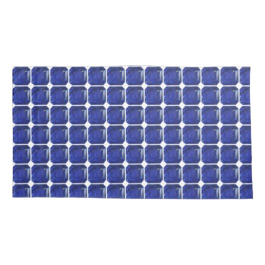 Square Sapphire Gemstone Blue Kussensloop (Achterkant-Links)