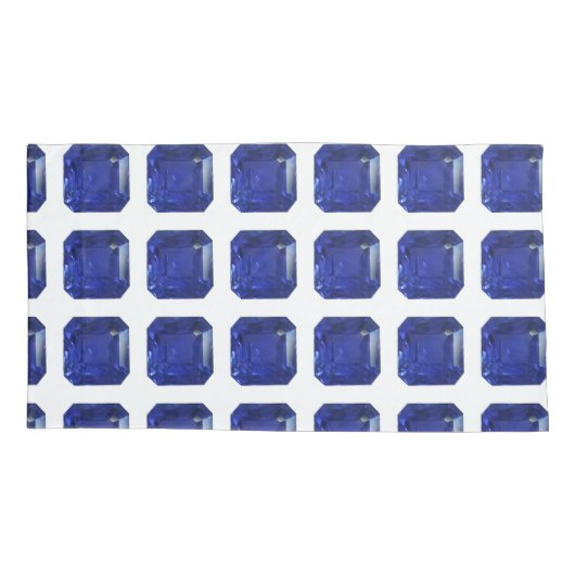 Square Sapphire Gemstone Blue Kussensloop (Achterkant-Links)