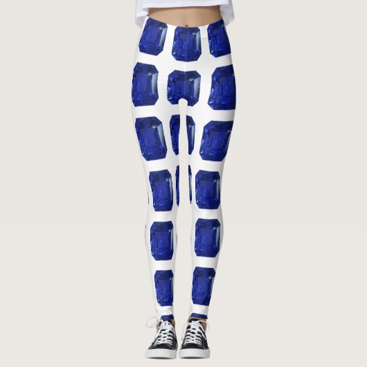 Square Sapphire Gemstone Blue Leggings (Voorkant)