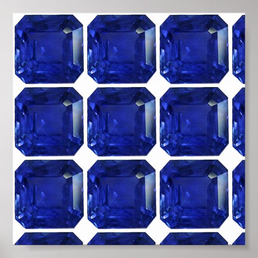 Square Sapphire Gemstone Blue Poster (Voorkant)