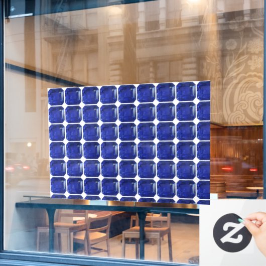 Square Sapphire Gemstone Blue Raamsticker (Cafe Raam)