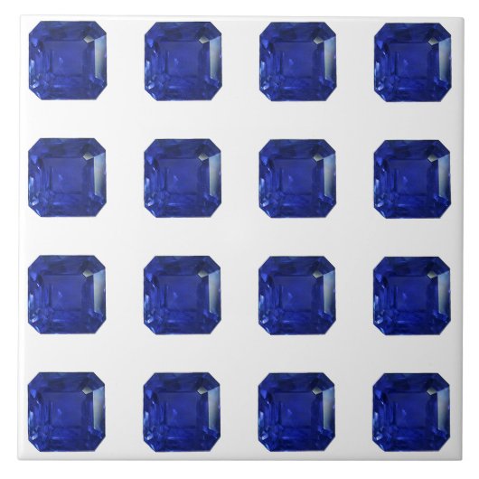 Square Sapphire Gemstone Blue Tegeltje (Voorkant)