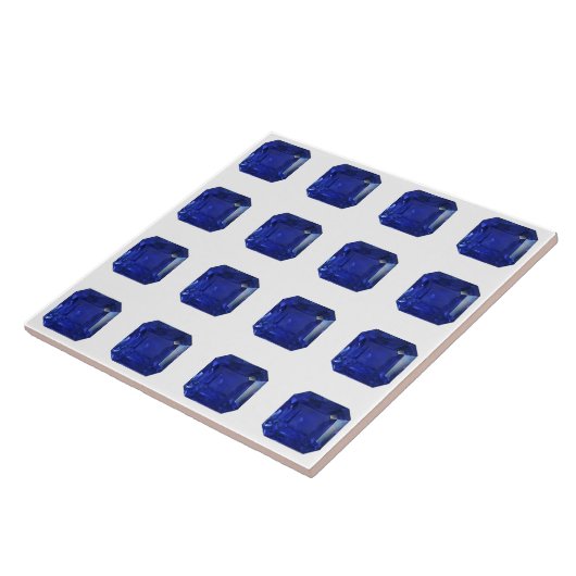 Square Sapphire Gemstone Blue Tegeltje (Zijkant)