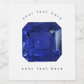 Square Sapphire Gemstone Blue Wijn Etiket (Enkel label)