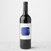 Square Sapphire Gemstone Blue Wijn Etiket (Voorkant)