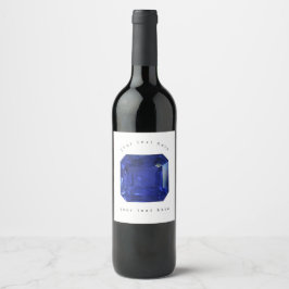 Square Sapphire Gemstone Blue Wijn Etiket