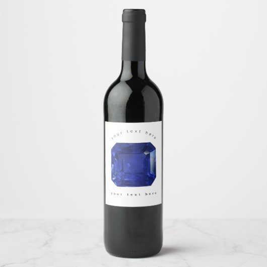 Square Sapphire Gemstone Blue Wijn Etiket (Voorkant)