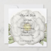Square Save the Date White Peony (Voorkant)