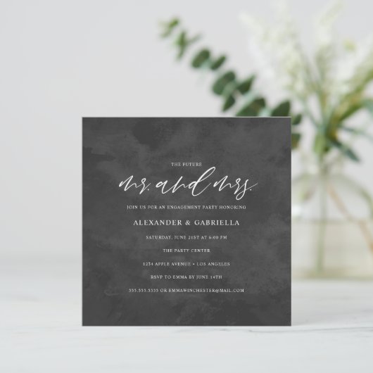 Square Script Toekomstige Mr. & Mrs. Engagement Pa Kaart (Staand voorkant)