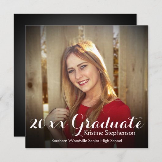 Square Shading Afstuderen Announding Photo Card Kaart (Voorkant / Achterkant)