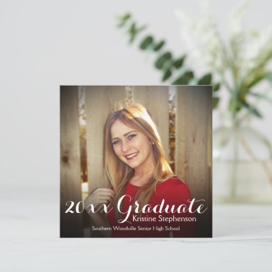 Square Shading Afstuderen Announding Photo Card Kaart (Staand voorkant)