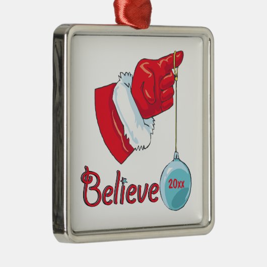Square Shaped Believe Metalen Ornament (Rechts)