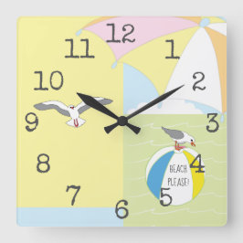 Square Shaped Clock "Beach Please" Vierkante Klok