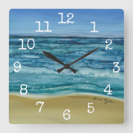 Square Shaped Clock "Beach Scene" Vierkante Klok