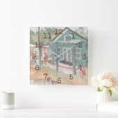 Square Shaped Clock "Waterverf Crystal Cove" Vierkante Klok (Huis)