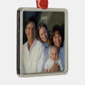 Square Silver Christmas Familie Foto Ornament (Rechts)
