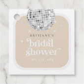 Square Silver Retro Disco Groovy Vrijgezellenfeest Bedankjes Labels (Voorkant)