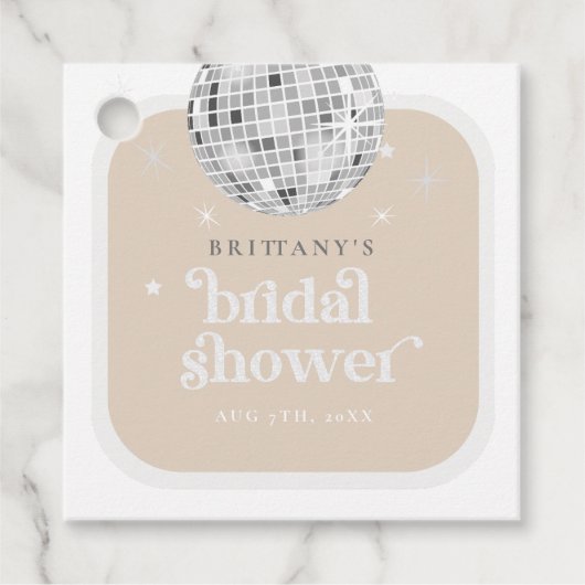 Square Silver Retro Disco Groovy Vrijgezellenfeest Bedankjes Labels (Voorkant)