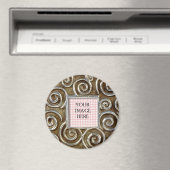 Square Silver Swirls Sjabloon Magneet (Insitu (Vaatwasser))