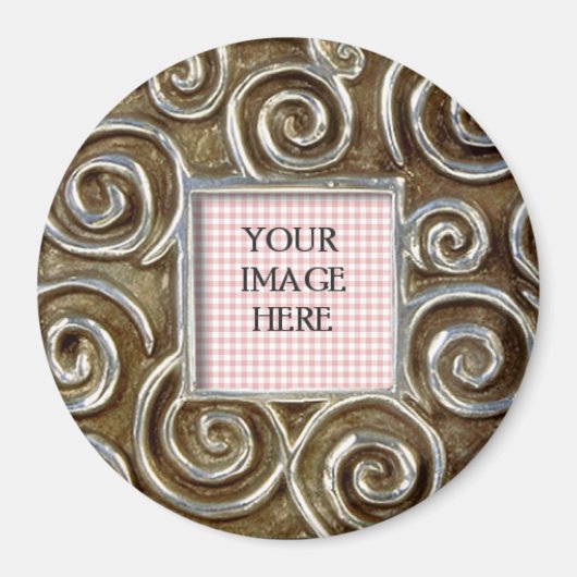 Square Silver Swirls Sjabloon Magneet (Voorkant)