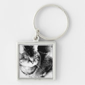 Square Sleutelhanger - Watchful Cat! (Voorkant)