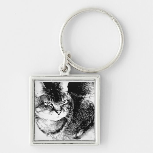 Square Sleutelhanger - Watchful Cat! (Voorkant)