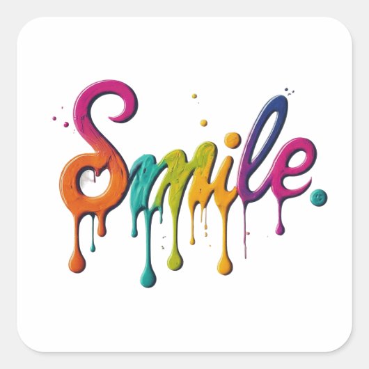 Square Smile-ontwerp Vierkante Sticker (Voorkant)