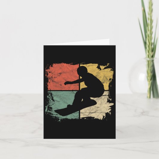Square Snowboarder Silhouette Gift Retro Snowboard Kaart (Voorkant)