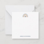 Square Soft Neutraal Boho Regenboog Hart Notitiekaartje (Voorkant)