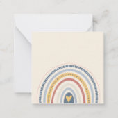 Square Soft Neutraal Boho Regenboog Hart Notitiekaartje (Achterkant)