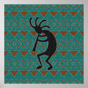 Square Southwest Kokopelli Design Poster