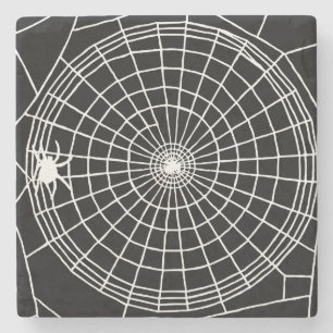 Square Spider Web, Scary Halloween Design Stenen Onderzetter