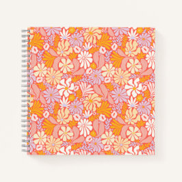 Square Spiral Notitieboek met Retro Floral Hoesje