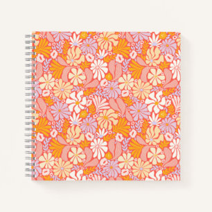 Square Spiral Notitieboek met Retro Floral Hoesje