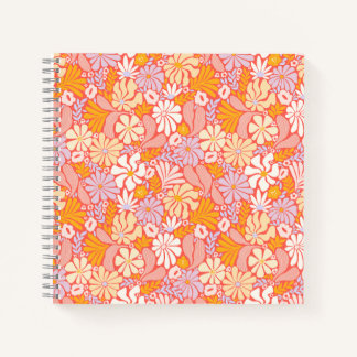 Square Spiral Notitieboek met Retro Floral Hoesje
