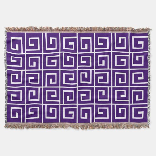 Square Spirals - Deep Paars op White Deken (Voorkant)