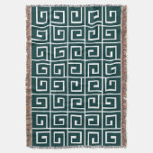 Square Spirals - Donkere Moss Green op White Deken (Voorkant Verticaal)