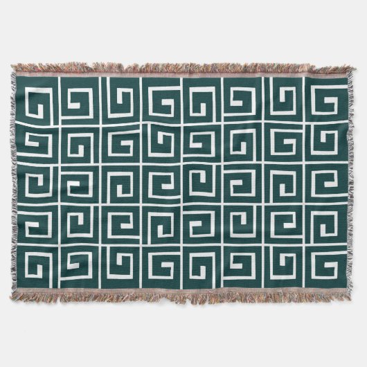 Square Spirals - Donkere Moss Green op White Deken (Voorkant)