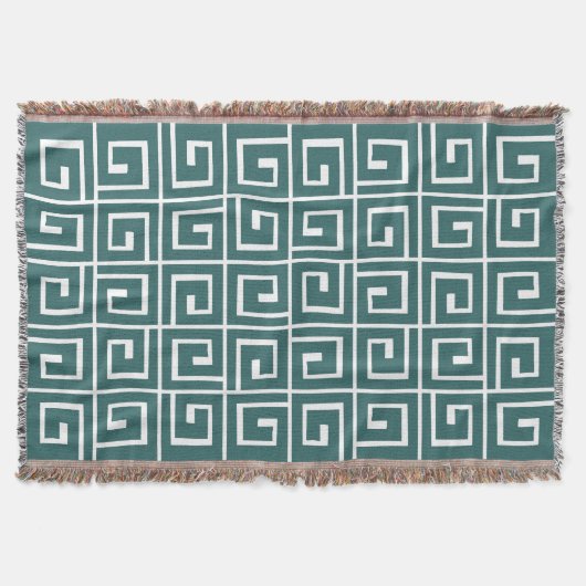 Square Spirals - Moss Green on White Deken (Voorkant)