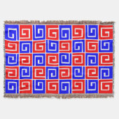 Square Spirals - Rood en Blauw op Wit Deken (Voorkant)