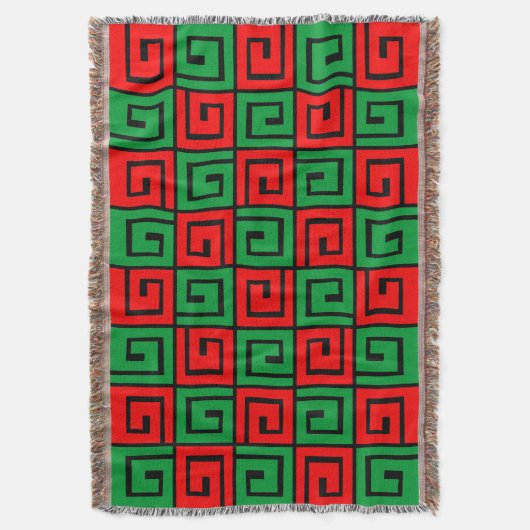 Square Spirals - Rood en groen op zwart Deken (Voorkant Verticaal)