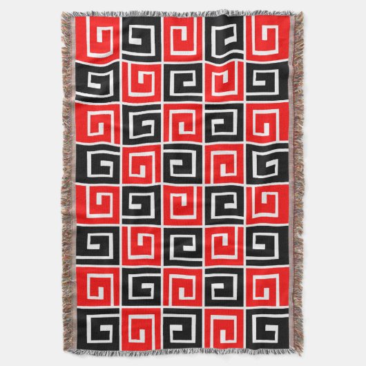 Square Spirals - Rood en zwart op wit Deken (Voorkant Verticaal)