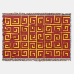 Square Spirals - Ruby Red op Amber Deken