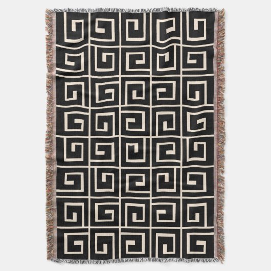 Square Spirals - Zwart op Cream Deken (Voorkant Verticaal)