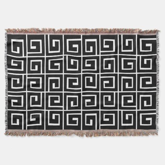 Square Spirals - Zwart op wit Deken (Voorkant)
