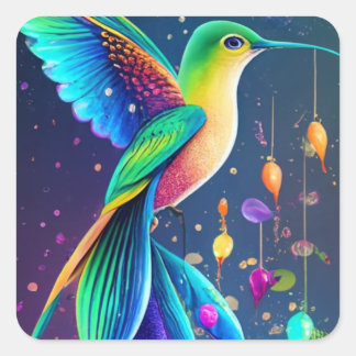 Square Sticke ECC,CALCOMANIA COLIBRI Vierkante Sticker