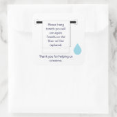 Square Sticker Hotel Towel Water Conservation Sign (Tas)