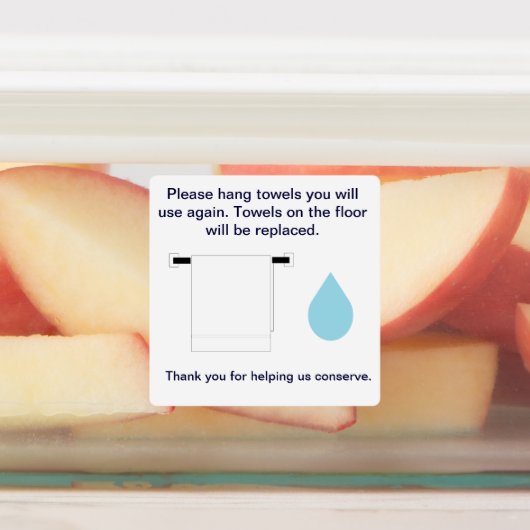 Square Sticker Hotel Towel Water Conservation Sign (Aangebracht)