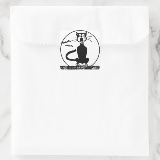 SQUARE STICKER HOWLLING BLACK CAT (Tas)