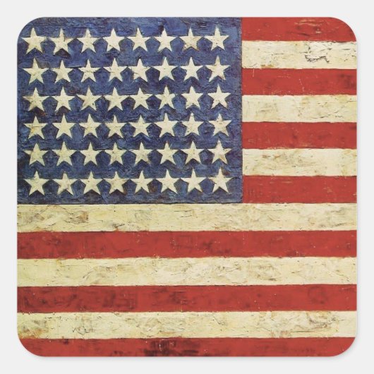 Square Sticker met Amerikaanse vlag (Voorkant)